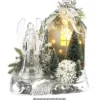 LED-Podest mit Drehbühne, Diorama Berglandschaft, 8 LED-Lämpchen, warmweiß, Timer-Funktion