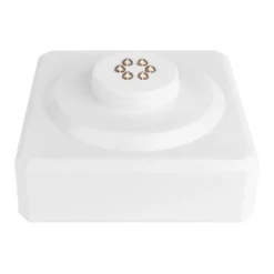 LED-Podest, quadratisch, 9cm x 9cm x 4,2cm, weiß, 6 LEDs, warmweiß, Timer-Funktion
