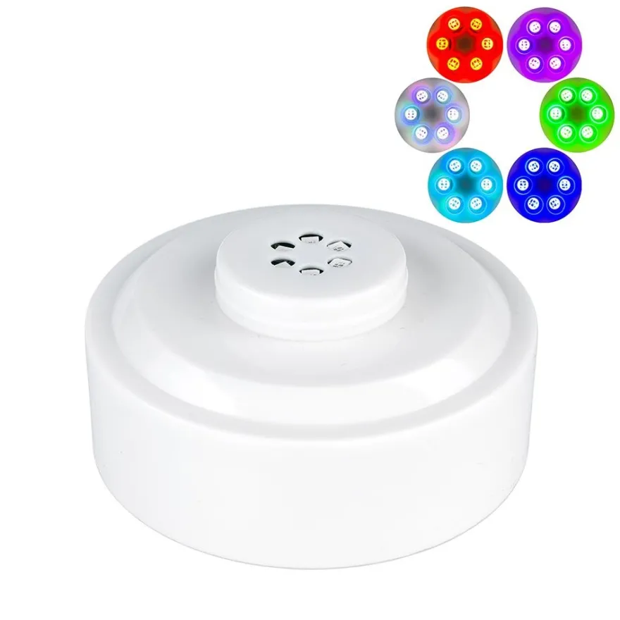 LED-Podest, rund, Ø 8,5cm, 4,2cm hoch, weiß, 6 LEDs, mit Farbwechsel, Timer-Funktion