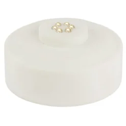 LED-Podest, rund, Ø 8,5cm, 4,2cm hoch, weiß, 6 LEDs, warmweiß, Timer-Funktion