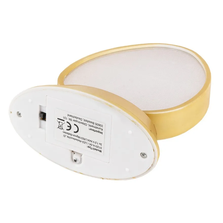 LED-Relaxleuchte, Eiform, hellgold, Höhe 19cm, Diamant-Lichteffekt-Folie, inkl. Batterien