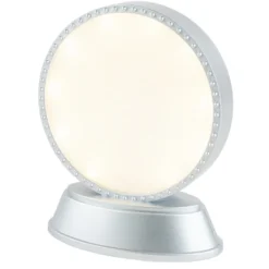 LED-Relaxleuchte, Rundform, Ø 11,7cm, Diamant-Lichteffekt-Folie, inkl. Batterien, silber