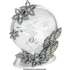 LED-Relaxleuchte, Rundform, Ø 11,7cm, Diamant-Lichteffekt-Folie, inkl. Batterien, silber