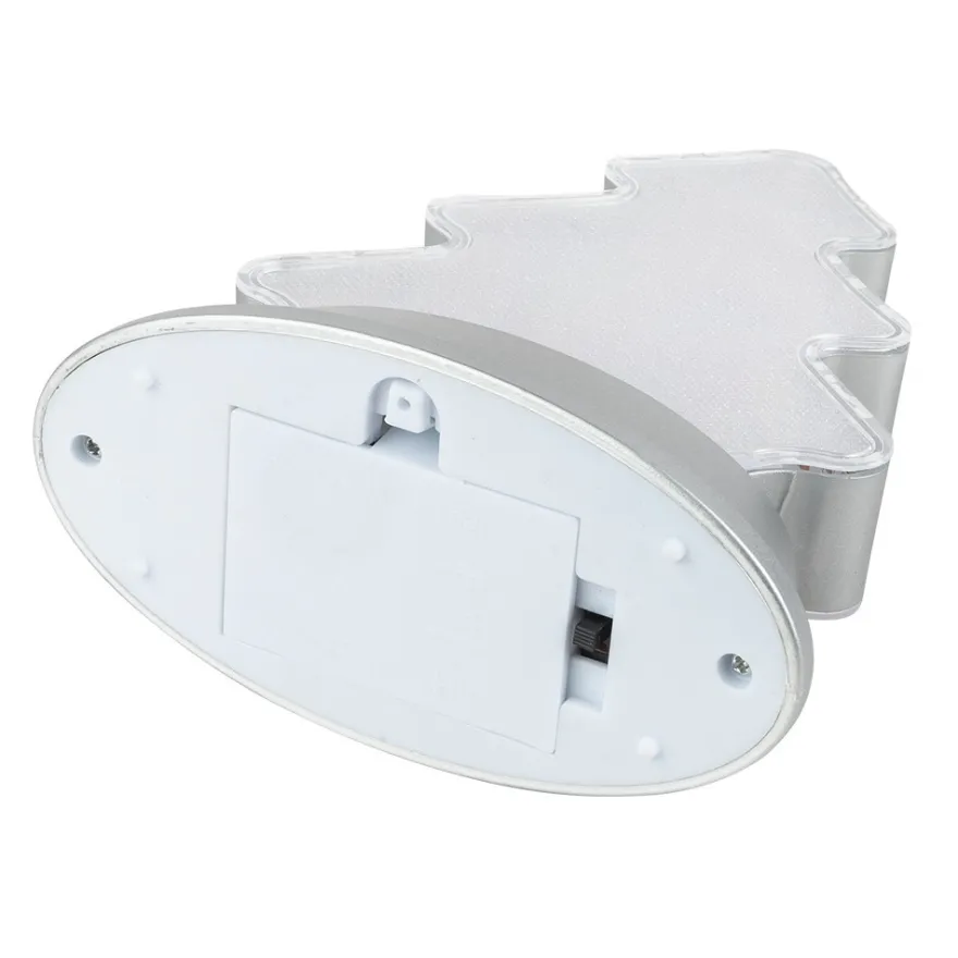 LED-Relaxleuchte, Tannenbaum, 14,5cm x 12cm, Diamant-Lichteffekt-Folie, inkl. Batterien, silber