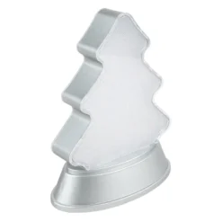 LED-Relaxleuchte, Tannenbaum, 14,5cm x 12cm, Diamant-Lichteffekt-Folie, inkl. Batterien, silber