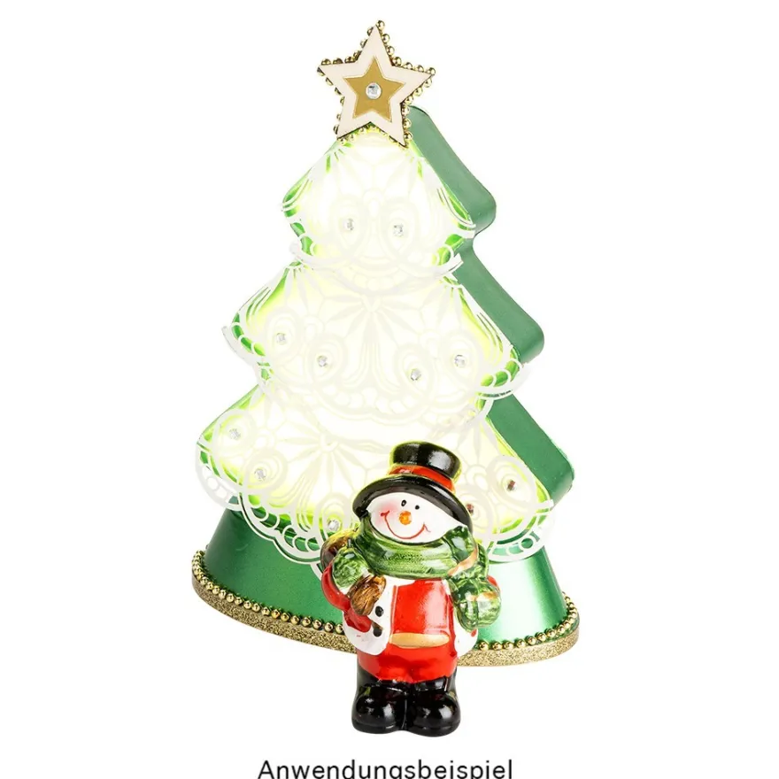 LED-Relaxleuchte, Tannenbaum, 14,5cm x 12cm, Diamant-Lichteffekt-Folie, inkl. Batterien, grün