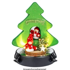 LED-Relaxleuchte, Tannenbaum, 14,5cm x 12cm, Diamant-Lichteffekt-Folie, inkl. Batterien, grün
