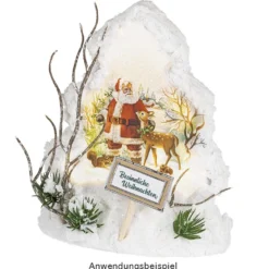 LED-Relaxleuchte, Tannenbaum, 14,5cm x 12cm, Diamant-Lichteffekt-Folie, inkl. Batterien, weiß