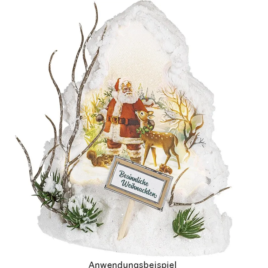 LED-Relaxleuchte, Tannenbaum, 14,5cm x 12cm, Diamant-Lichteffekt-Folie, inkl. Batterien, weiß