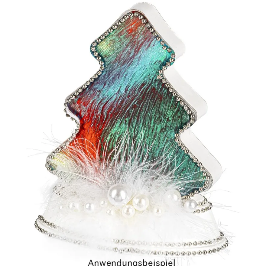 LED-Relaxleuchte, Tannenbaum, 14,5cm x 12cm, Diamant-Lichteffekt-Folie, inkl. Batterien, weiß