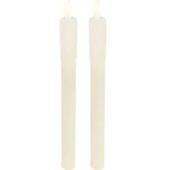 LED-Stabkerzen, aus Echtwachs, 25cm hoch, mit Flackereffekt, 2 Stück
