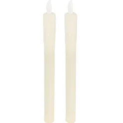 LED-Stabkerzen, aus Echtwachs, 25cm hoch, mit Flackereffekt, 2 Stück