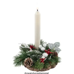 LED-Stabkerzen, creme, Ø2cm, 19cm hoch, LED in warmweiß, mit Flacker-Effekt und Timer, 2 Stück