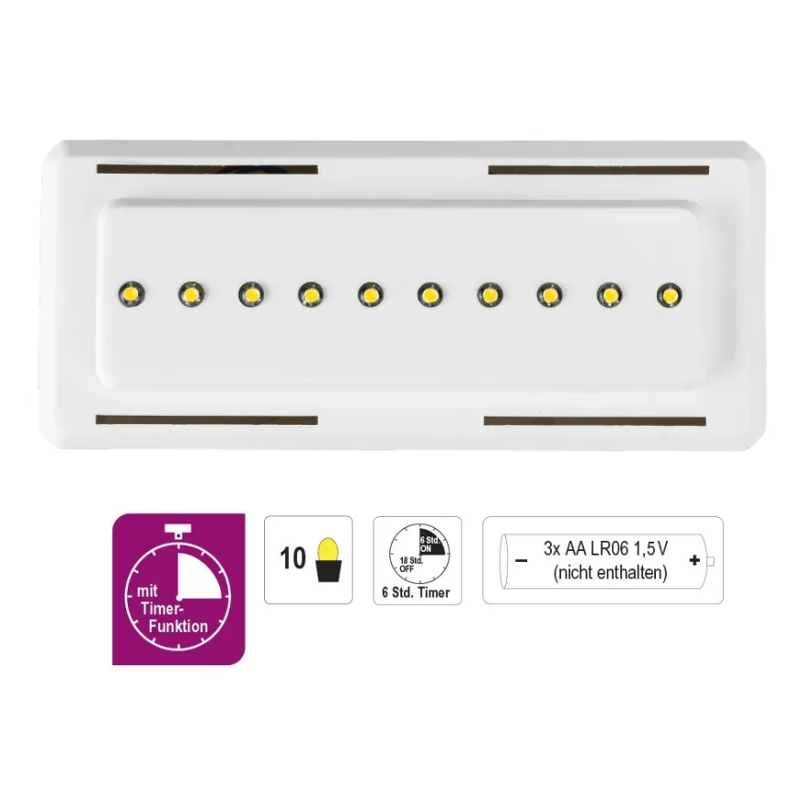 LED-Steck-Podest Rechteck, 15cm x 6,5cm x 4cm, inkl. Timer