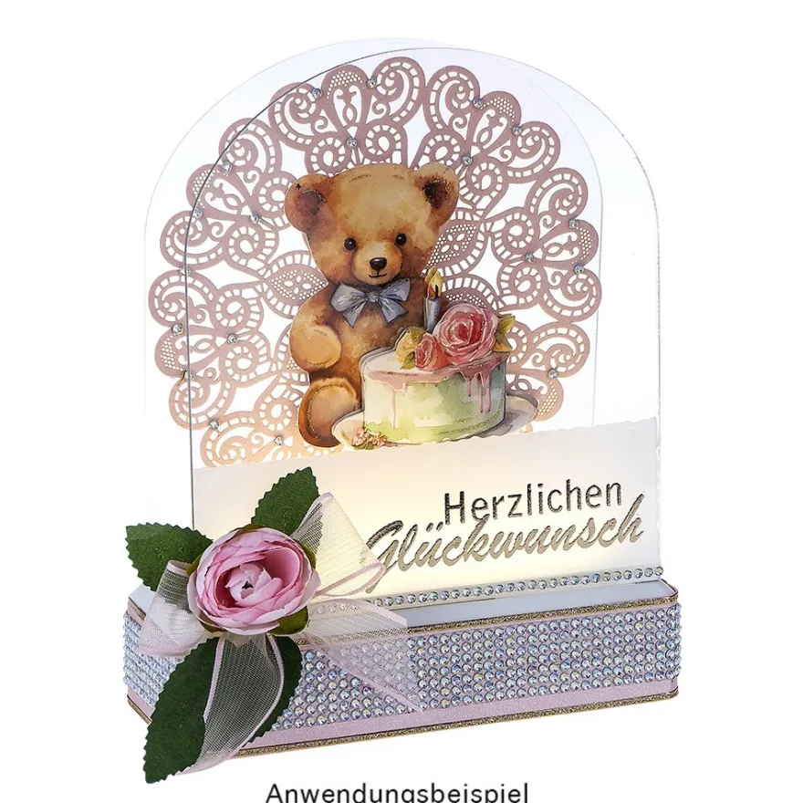 LED-Steck-Podest Rechteck, 15cm x 6,5cm x 4cm, inkl. Timer