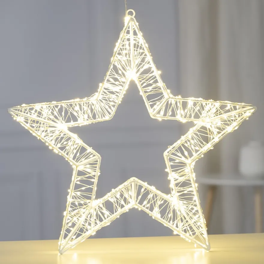 LED-Stern aus Metall, Ø 40,2cm, 960 LEDs in Warmweiß, netzbetrieben, inkl. Timer