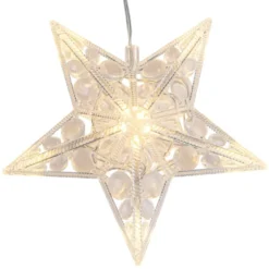 LED-Sterne mit Linsenreflexion, 14,6cm x 3,5cm x 14cm, warmweiß, inkl. Timer, 2 Stück