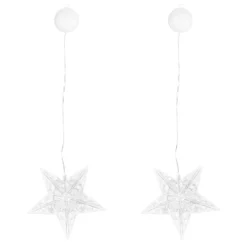 LED-Sterne mit Linsenreflexion, 14,6cm x 3,5cm x 14cm, warmweiß, inkl. Timer, 2 Stück
