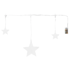 LED-Sternen-Girlande, 3 klare, flache Sterne, warmweiß, 3 Stück