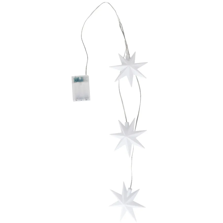 LED-Sterne-Trio zum Hängen, 3 weiße Sterne je Ø 12cm, warmweiß, inkl. Timer