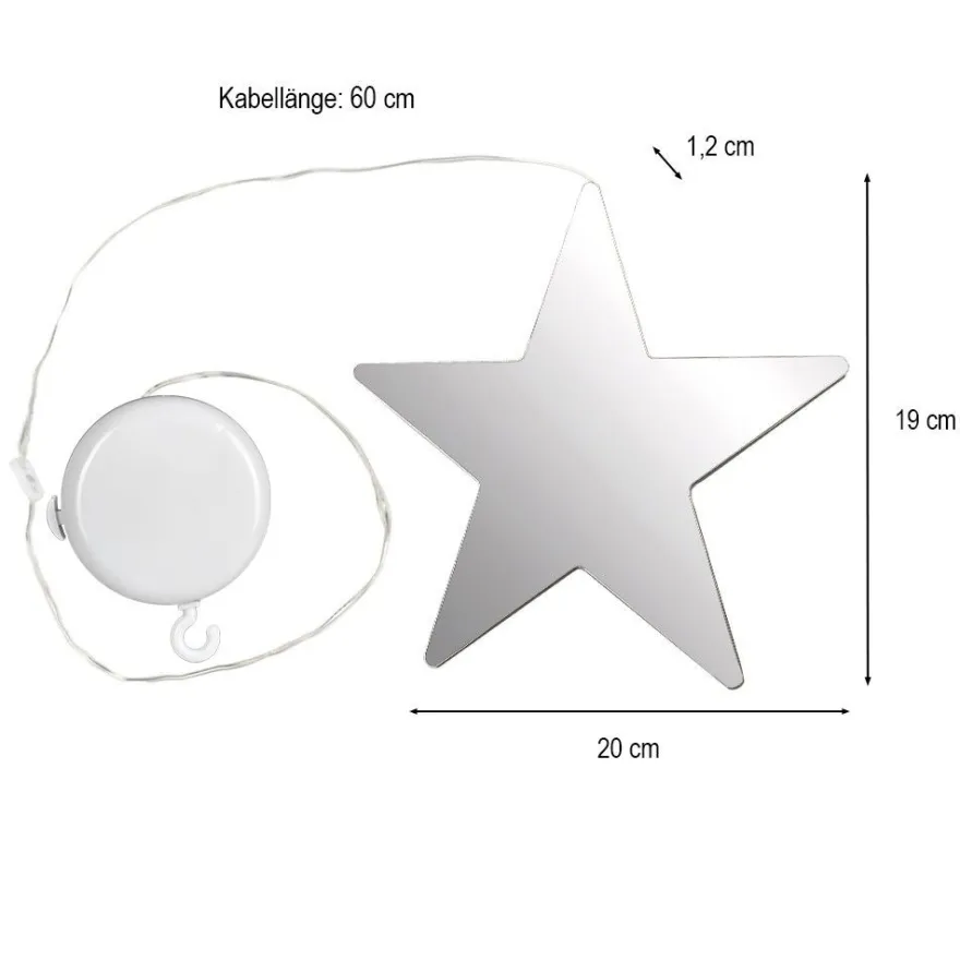 LED-Stern Infinity 2, 20cm x 1,2cm x 19cm, warmweiß, inkl. Timer, mit Saugnapf