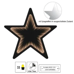 LED-Stern Infinity 2, 20cm x 1,2cm x 19cm, warmweiß, inkl. Timer, mit Saugnapf