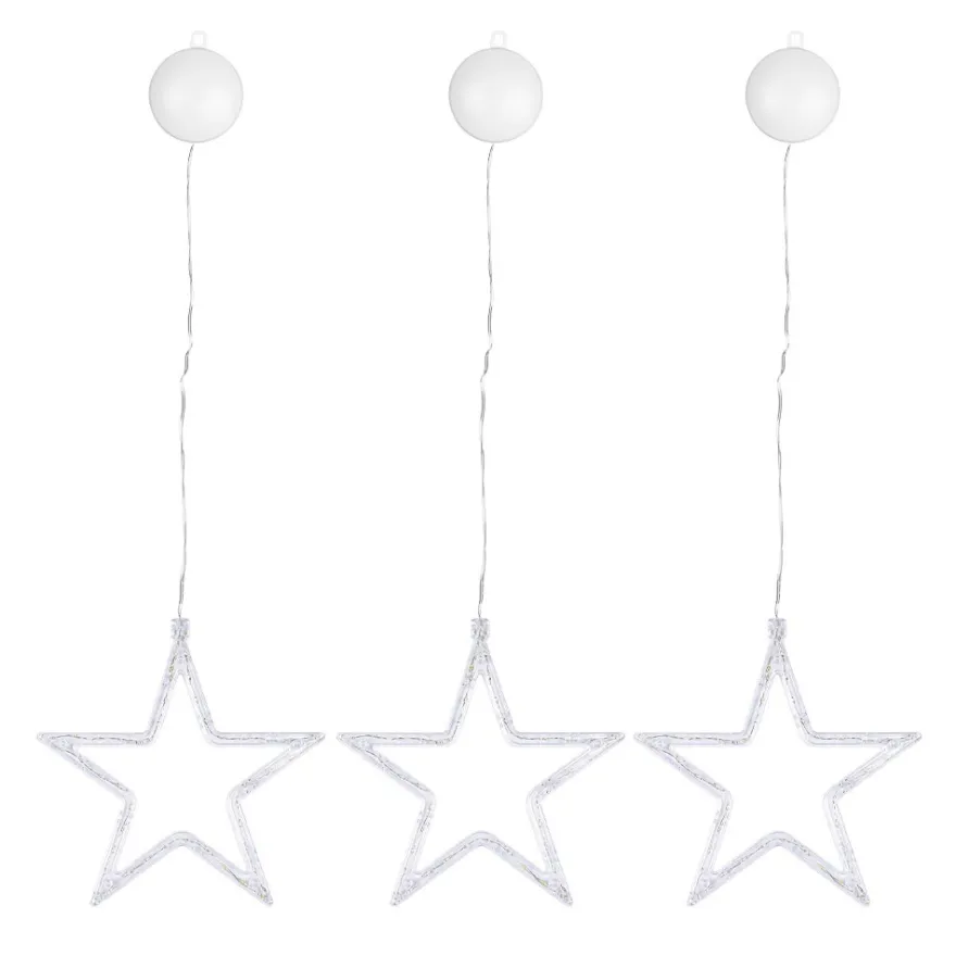 LED-Stern-Rahmen, 18,7cm x 1cm x 18,3cm, warmweiß, inkl. Timer, 3 Stück