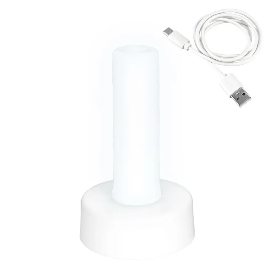 LED-Säule, weißes Licht, 13cm hoch, wiederaufladbar, Timer-Funktion