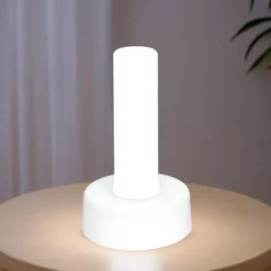 LED-Säule, weißes Licht, 13cm hoch, wiederaufladbar, Timer-Funktion
