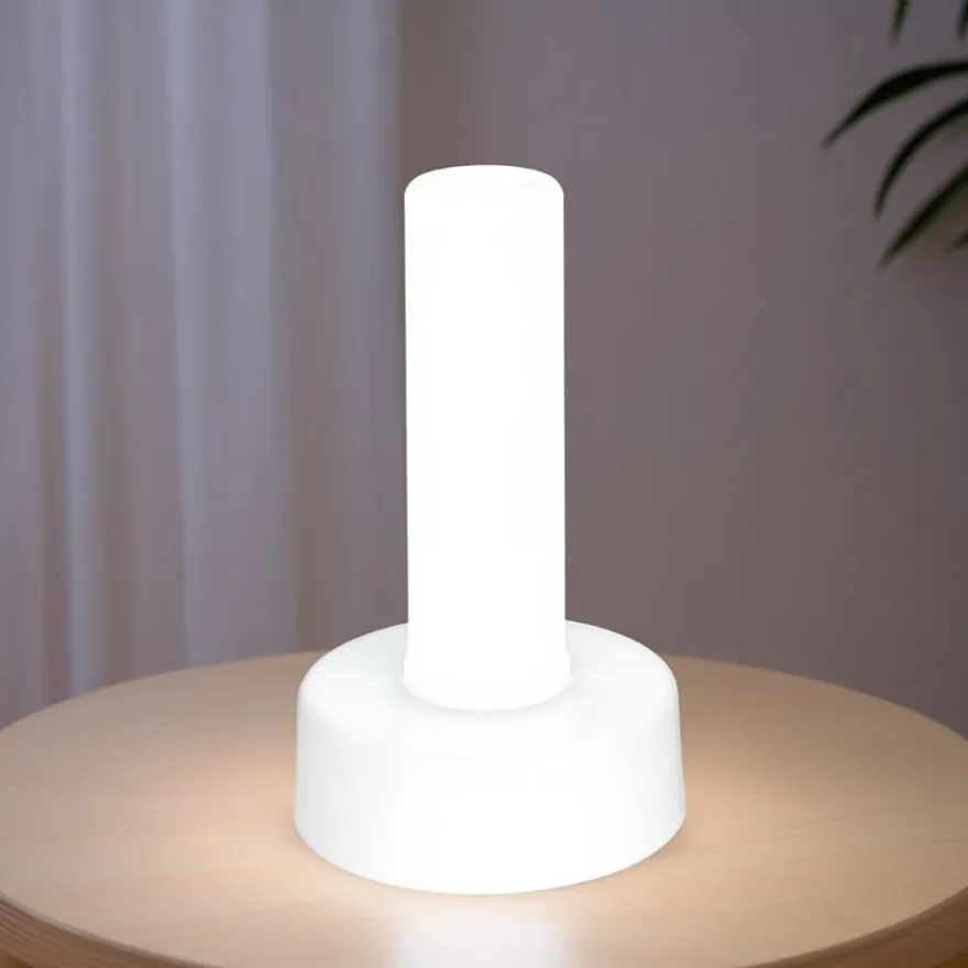 LED-Säule, weißes Licht, 13cm hoch, wiederaufladbar, Timer-Funktion