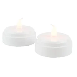 LED-Teelichter, Ø 6,5cm, 5cm hoch, weiß, mit warmem Flackereffekt, 2 Stück