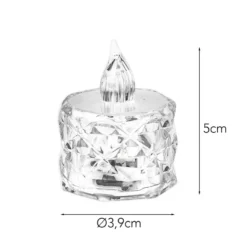 LED-Teelichter, facettiert, transparent, 5cm hoch, 6 Stück