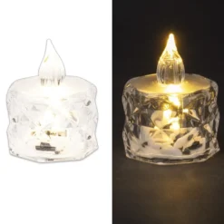 LED-Teelichter, facettiert, transparent, 5cm hoch, 6 Stück