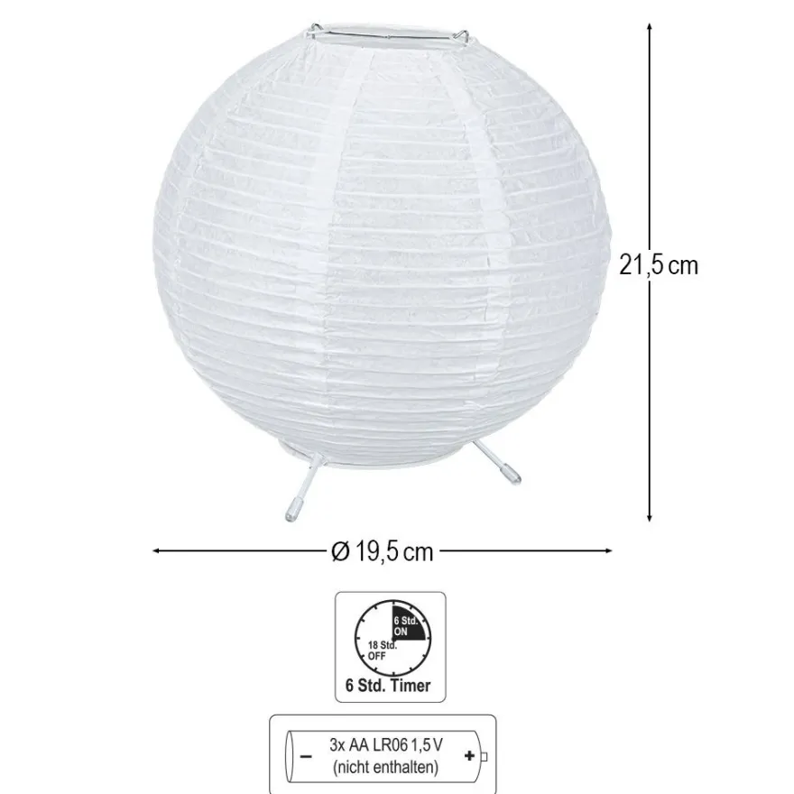 LED-Tischlampe, aus Papier, 21,5cm hoch, mit Timer-Funktion
