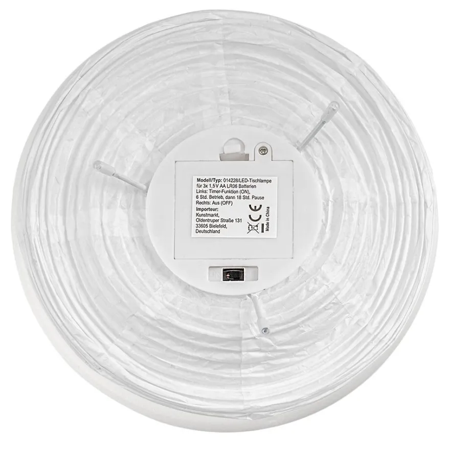 LED-Tischlampe, aus Papier, 21,5cm hoch, mit Timer-Funktion