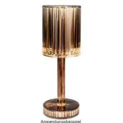 LED-Tischlampe, Kristalloptik 2, 24,6cm hoch, dimmbar, wiederaufladbar