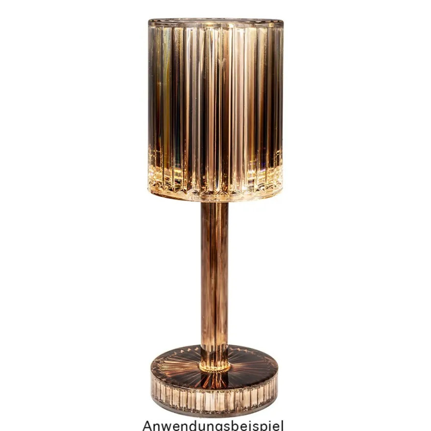 LED-Tischlampe, Kristalloptik 2, 24,6cm hoch, dimmbar, wiederaufladbar
