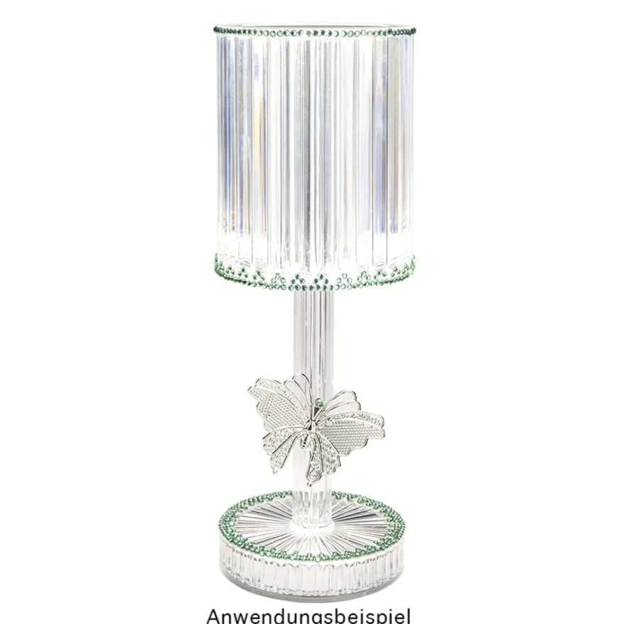 LED-Tischlampe, Kristalloptik 2, 24,6cm hoch, dimmbar, wiederaufladbar