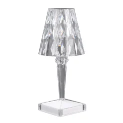 LED-Tischlampe, Kristalloptik, 25,5cm hoch, dimmbar, wiederaufladbar