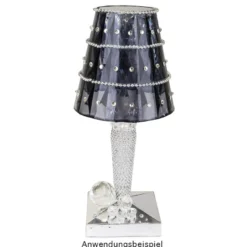 LED-Tischlampe, Kristalloptik, 25,5cm hoch, dimmbar, wiederaufladbar