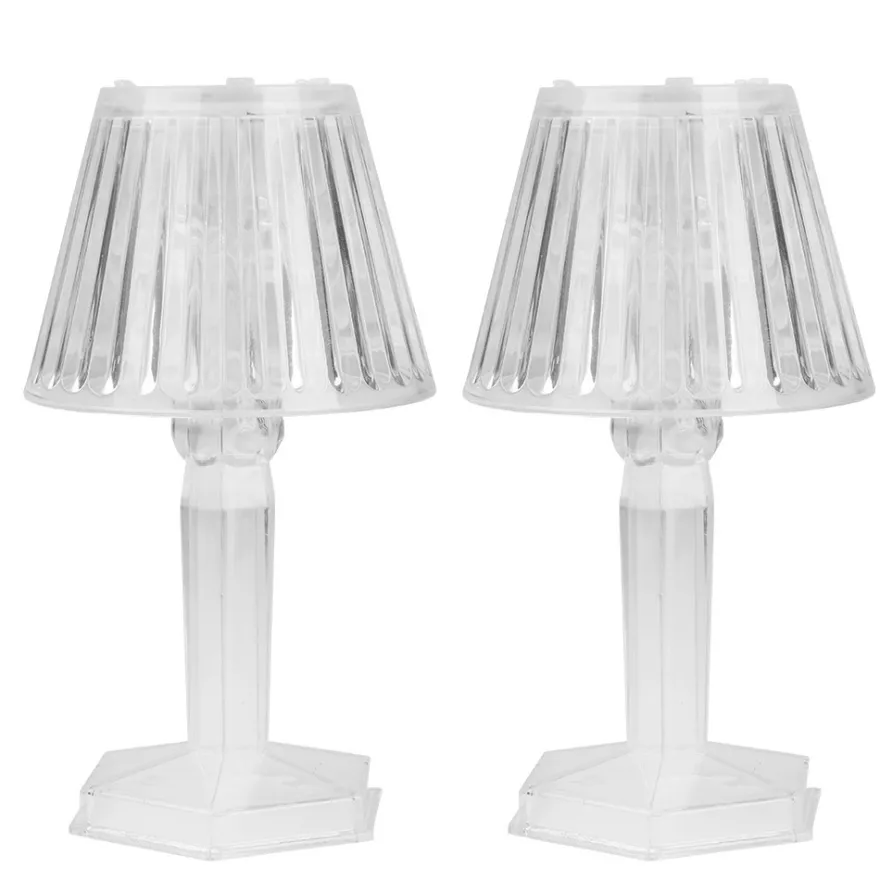 LED-Tischlämpchen, Kristalloptik 2, transparent, 12cm hoch, 2 Stück