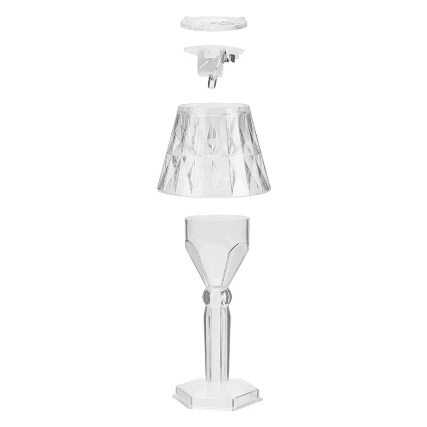 LED-Tischlämpchen, Kristalloptik 1, transparent, 12cm hoch, 2 Stück