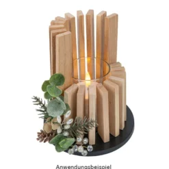 LED-Windlicht auf Podest, 11,5cm hoch, warmweißes LED-Licht mit Flammen-Effekt, inkl. Timer