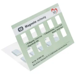 Magnete rechteckig, 10 Magnete 1,5cm x 1cm, 10 Metallscheiben 1,7cm x 1,2cm, 10 Stück