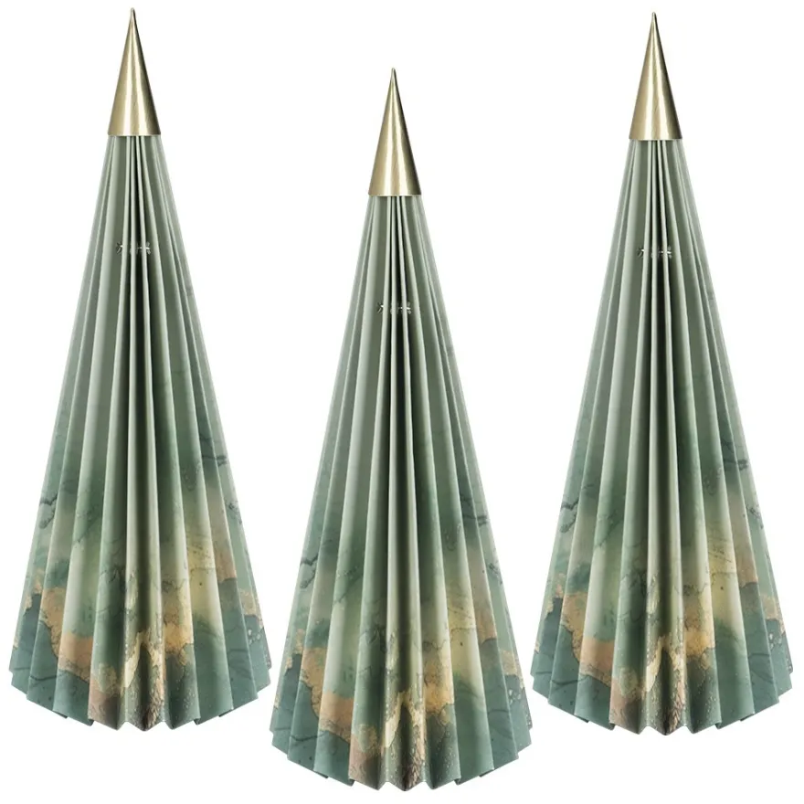 Magnet-Falt-Tannen, Design 5, Ø10cm, 22,3cm hoch, 180g/m², inkl. Tannenspitzen, 3 Stück