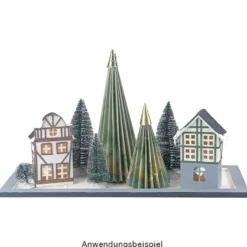 Magnet-Falt-Tannen, Design 5, Ø9,5cm, 17cm hoch, 180g/m², inkl. Tannenspitzen, 3 Stück