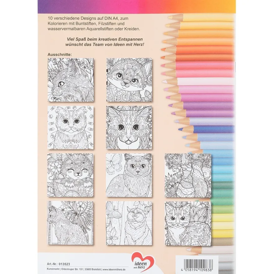 Malbuch: Malen... und die Seele lacht "Katzen-Bilder", DIN A4, 10 Seiten