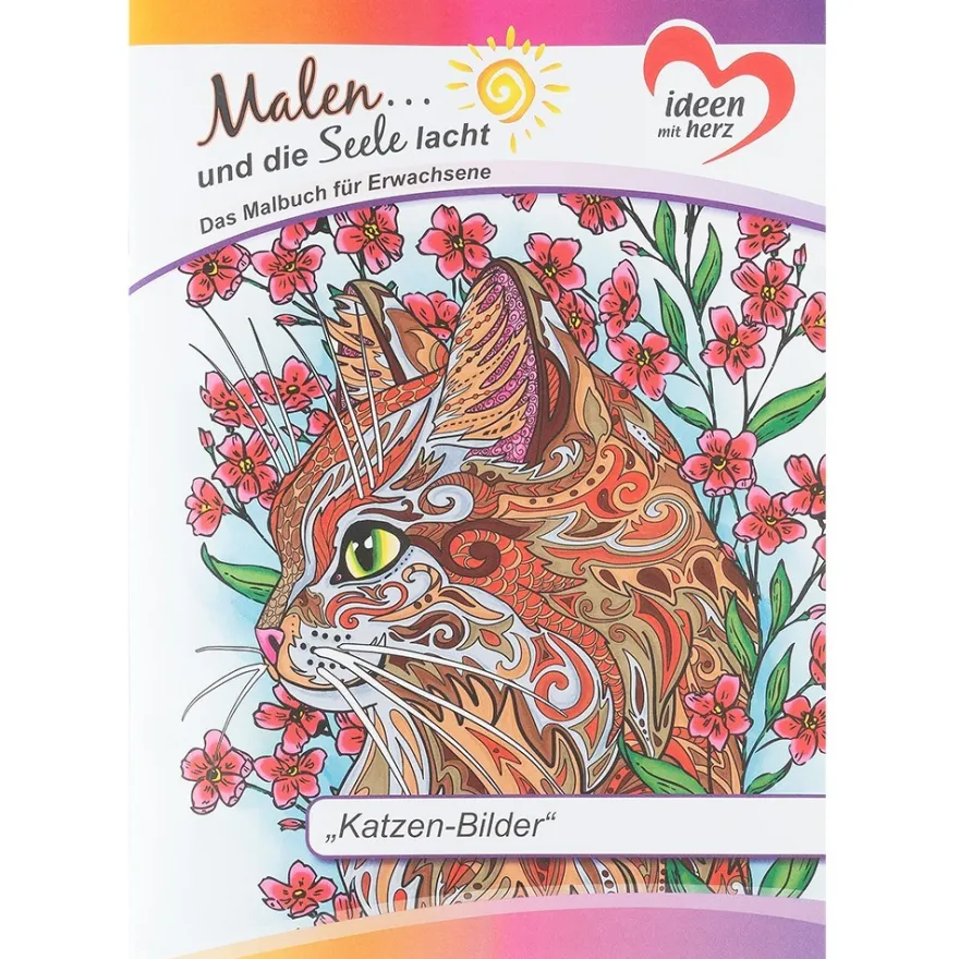Malbuch: Malen... und die Seele lacht "Katzen-Bilder", DIN A4, 10 Seiten