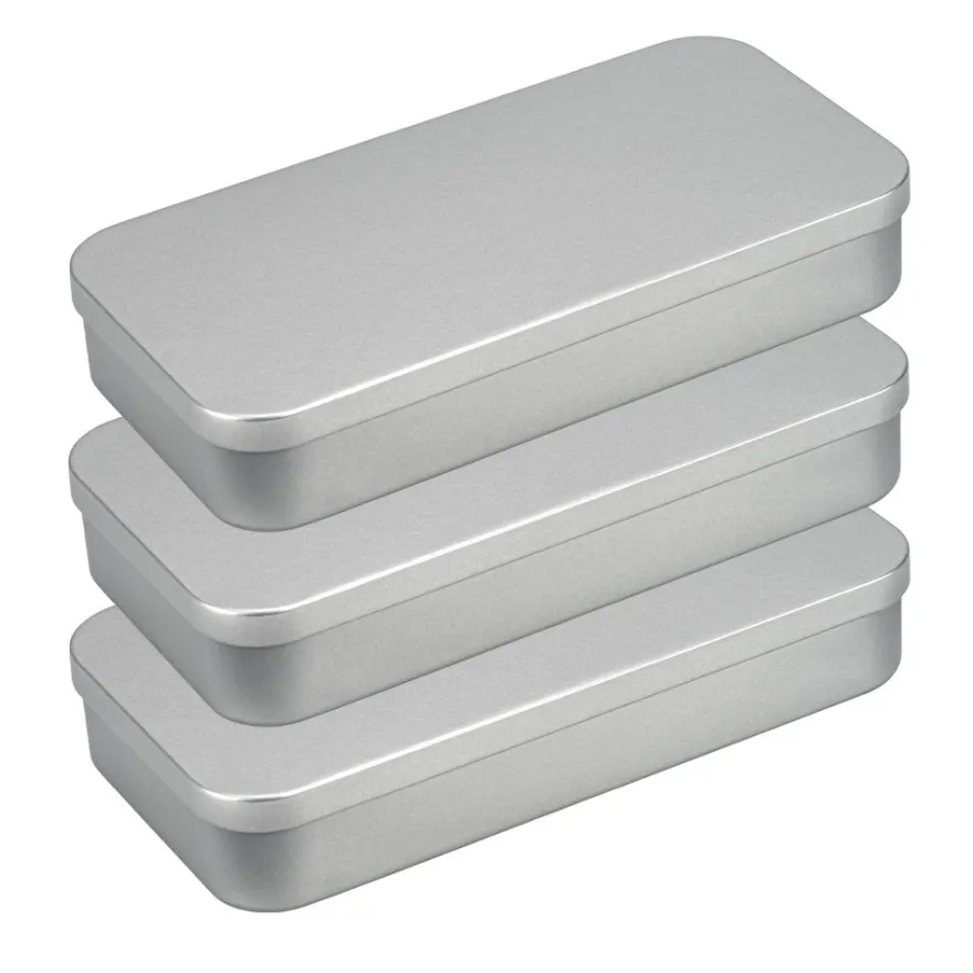 Metall-Boxen, 20,3cm x 10,3cm x 3,5cm, mit Scharnierdeckel, 3 Stück