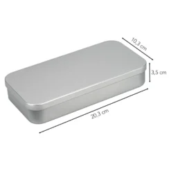 Metall-Boxen, 20,3cm x 10,3cm x 3,5cm, mit Scharnierdeckel, 3 Stück